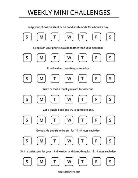 Weekly Mini Challenges Template One Week Challenge Ideas, Week Challenge Ideas, Challenges Template, 2025 Challenge, One Week Challenge, 2025 Journal, Journal 2025, Challenge Template, Challenge Ideas