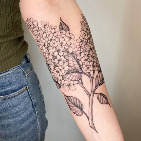 Lilacs Flowers Tattoo, White Lilac Tattoo, Lilac Arm Tattoo, Large Wrist Tattoo, June Birthday Tattoo, Simple Lilac Tattoo, Lilac Tattoo Black And White, Snap Dragon Tattoo, Lilac Flower Tattoo