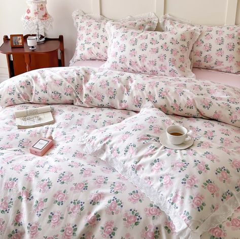 AMWAN Boho Floral Duvet Cover Queen Pink Rose Flower Cotton Ruffle Lace Floral Bedding Sets Girls Princess Style Chic Lace Comforter 1 2 Pillowcases Queen (90''x90'') LINK ABOVE AMAZON!!!! #affiliateamazon White Ruffle Bedding, Ivory Duvet Cover, Dorm Bedding Sets, Ruffle Duvet Cover, Floral Comforter Sets, Duvet Cover Queen, Floral Bedding Sets, Rose Bedding, Flower Duvet