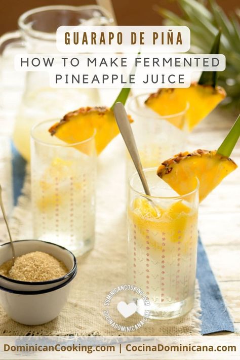 Learn how to make guarapo de piña, our refreshing fermented pineapple drink recipe with a lovely refreshing, and summery flavor. Fermented Pineapple, Pineapple Vinegar, Pineapple Drink, Pineapple Drinks, Pineapple Water, Pineapple Recipes, Fermented Drink, Frozen Pineapple, Tropical Drink