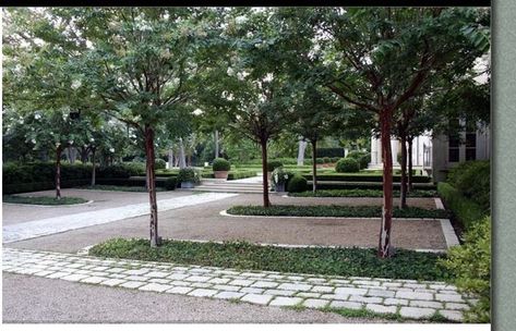 Parking Area In Front Of House, Side Of Driveway Landscaping, Parking Court, Luxury Driveway, Concrete Border, Driveway Landscaping Ideas, Gravel Courtyard, Parking Ideas, Entrance Landscaping