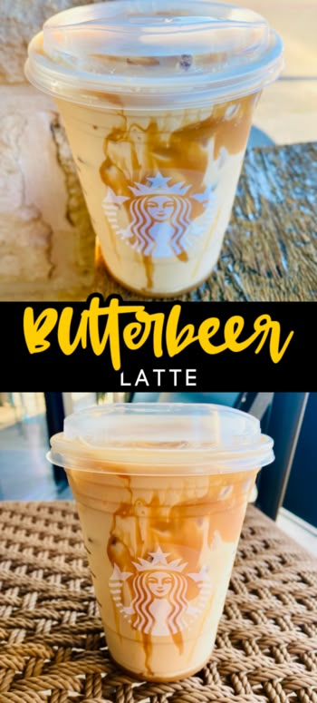 Butterbeer Latte, Butterbeer Frappuccino, Starbucks Latte, Butterbeer Recipe, Menu Recipes, Starbucks Secret Menu Drinks, Starbucks Menu, Starbucks Drinks Recipes, Coffee Drink Recipes