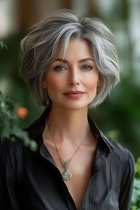 silver fox, hairstyles, active women Layered Bob Haircut, 60 Year Old Hairstyles, Grey Hair Color Silver, Messy Waves, Layered Bob Haircuts, Old Hairstyles, Silver Grey Hair, Layered Bob, Grey Hair Color