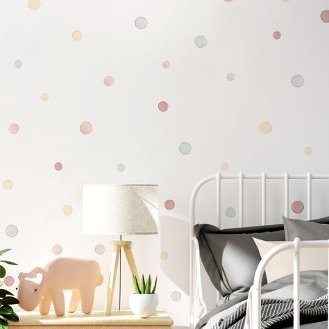 Watercolour Wall, Polka Dot Walls, Fabric Wall Decals, Nursery Decals, Nursery Playroom, Kids Wall Decals, Pastel Watercolor, Wall Stickers Kids, Watercolor Walls