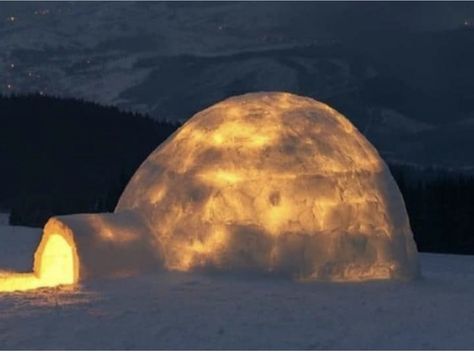 This is what an igloo looks like when you build a fire inside. The fire inside melts the inner layer of ice and the cold outside refreezes it, adding a layer of insulation that can warm the igloo up to 60°F on the inside while it's -50°F outside Aries And Pisces, Aries Pisces, Fire Inside, Space Place, Cold Outside, A Fire, The Fire, Winter Wonderland, Insulation