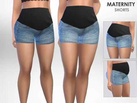 The Sims Resource - Maternity Shorts Teen Pregnancy, Pregnancy Clothes, Sims 4 Children, Studded Shorts, Female Shorts, Maternity Shorts, Sims 4 Clothing, Sims 4 Cc, The Sims Resource