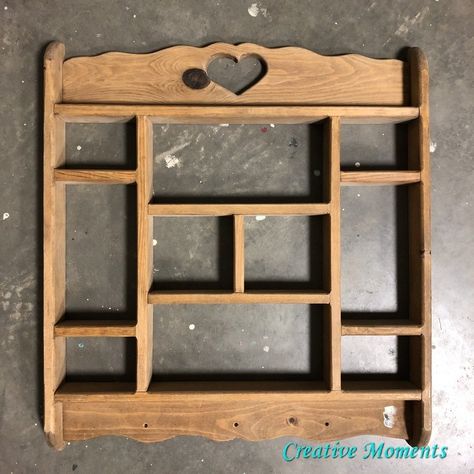 You have all seen them, the classic 80's pine country shelves. I have one for each of my daughters that they used to display their collections growing up. But it is now the 2000's and time for them to be given new life. Watch how this one goes from old and drab to teal and fab jewelry display holder. Here is the solid pine shelf, neglected with stickers stuck on it and missing pegs lost thru the years. Time for a good scrub with warm soapy water after the stickers were carefully remove… How To Make A Shelf, Jewelry Display Diy, Wooden Display Shelves, Country Shelves, Pine Shelf, Painting Shelves, Shelf Makeover, Spray Paint Wood, Knick Knack Shelf