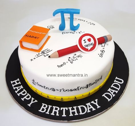 Customized cake for Maths professor's birthday by Sweet Mantra - Customized 3D cakes Designer Wedding/Engagement cakes in Pune - http://cakesdecor.com/cakes/338392-customized-cake-for-maths-professor-s-birthday Math Cake, Teacher Birthday Cake, Math Party, Teachers Day Cake, Computer Cake, Saudi Panther, Customised Cakes, Cake Designs For Boy, Teacher Cakes