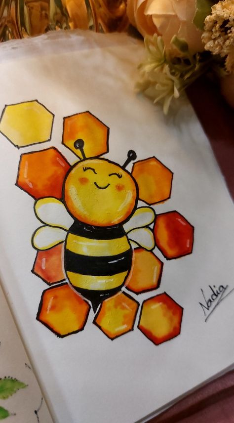 Honeybee Brushpen Illustration.. 🐝🍯 #myart #honeybee #markerart #illustration #painting #journal #drawing Honeybee Drawing, Painting Journal, Journal Drawing, Illustration Painting, Marker Art, Drawings, Quick Saves