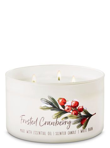 Frosted Cranberry 3-Wick Candle - Bath And Body Works Christmas Candle Bath And Body Works, Frosted Cranberry, The Perfect Christmas Candle Bath And Body Works, Frosted Cranberry Candle, Season Decorations, Candle Bath, Pine Scented Candle, Vintage Avon Christmas Candles, Bath Candles