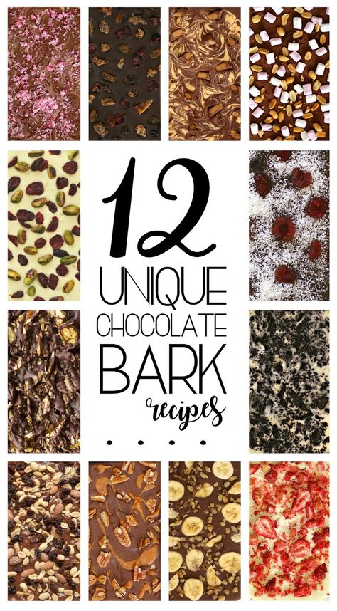 12 Unique Chocolate Bark Recipes for Homemade Christmas Gifts - gluten free, easy holiday recipes, food gift ideas, easy handmade gifts, DIY hostess gifts, gourmet homemade chocolates Homemade Hostess Gifts, Chocolate Bark Recipes, Diy Hostess Gifts, Christmas Bark, Homemade Chocolates, Recipes Unique, Homemade Chocolate Bars, Chocolate Bark Recipe, Bark Recipes