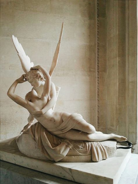 Psyche Revived By Cupid's Kiss, Cupid's Kiss, Eros And Psyche, Ancient Greek Sculpture, Greek Mythology Tattoos, Antonio Canova, Cupid And Psyche, Greek Mythology Art, Greek Sculpture