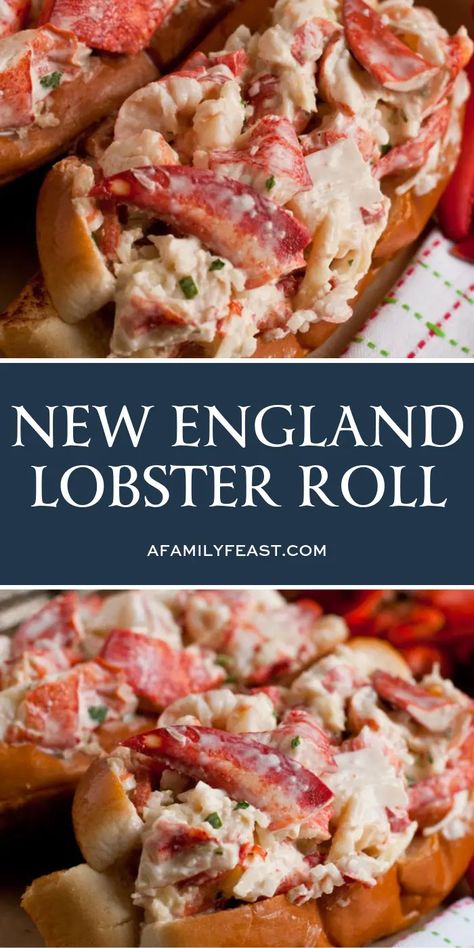 New England Lobster Roll - A Family Feast® Lobster Sauce Recipe Creamy, Cooked Sandwiches, Seafood Rolls, New England Lobster Roll, Bananas Dessert, Seafood Board, Cooked Lobster, Lobster Roll Recipes, Delicious Salmon Recipes