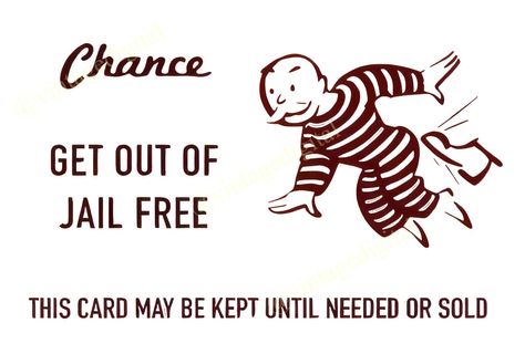 Vintage s Monopoly Game Chance Get Out of Jail Free Card With Monopoly Cards, Printable Holiday Card, Blank Background, Monopoly Game, Why I Love You, Free Card, Card Templates Free, Color Psychology, Punch Cards