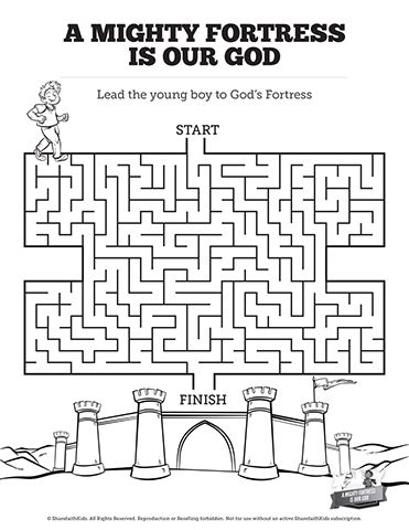 Psalm 91 A Mighty Fortress is our God Bible Mazes: Fun and challenging this A Mighty Fortress is our God Bible Maze is going to be a hit with your class. A great addition to your upcoming Psalm 91 lesson, this Kids Bible activity is just what you have been looking for! Reformation Day Activities For Kids, A Mighty Fortress Is Our God, Reformation Day For Kids, Bible Story Coloring Pages, Reformation Sunday, Bible Mazes, Reformation Day, Sunday School Coloring Pages, Bible Activities For Kids