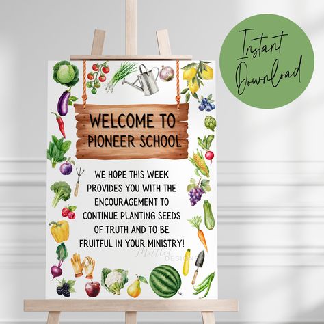 JW 2024 Pioneer School Garden Theme Welcome Sign, Digital Download JW Garden Pioneer School Class of 2024 Sign by MettledDesigns on Etsy 2024 Sign, School Promotion, Mini Gift Bags, Pioneer School, Well Hello There, Jw Gifts, School Garden, School Class, Class Of 2024