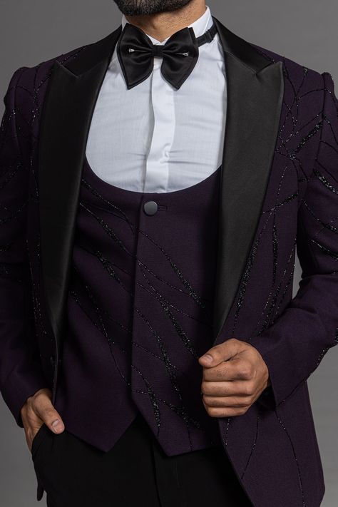 Luxury Purple Bandhgala For Festive Occasions, Purple Blazer Outfit Men, Deep Purple Tuxedo, Latest Coat Pant For Men, Luxury Tailored Purple Tuxedo, Coat Pant For Men Suits Wedding, Tux Men, Italian Tuxedo, Purple Velvet Tuxedo Jacket