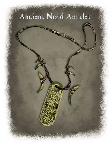 Amulet Nord, Ray Lederer on ArtStation at https://www.artstation.com/artwork/nQ9J9 Dnd Amulet, Tes Skyrim, Ancient Necklace, Rpg Items, Amulet Bracelet, Elder Scrolls Skyrim, Fantasy Items, D D Items, Dnd Items