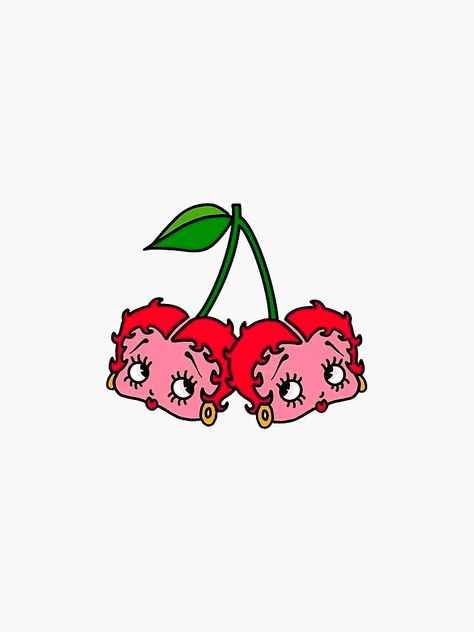 "betty boop cherries" Sticker for Sale by illustrationbub Red Betty Boop, Cherry Tattoos, Scrapbook Printing, Hydroflask Stickers, Pink And Red, Betty Boop, Spice Things Up, Sticker Design, Sell Your Art