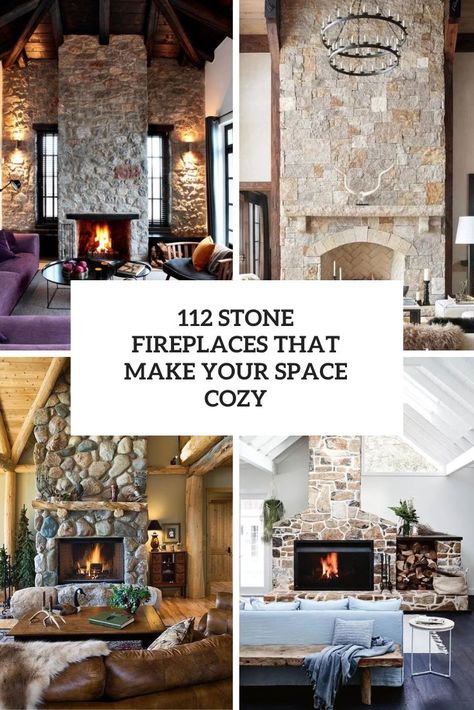 stone fireplaces that make your space cozy cover How To Decorate A Stone Fireplace Wall, Different Types Of Stone Fireplaces, Natural Rock Fireplace, River Rock Fireplace Ideas, Fireplace Wall Ideas Stone, Stone Fireplace Ideas Living Rooms, Rock Fireplace Ideas, Stone Fireplace Tv Wall, Tv Nook Makeover