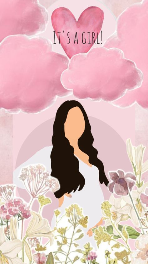 It’s a girl, clouds, watercolor, pregnant, pregnancy, baby, gender, announcement Baby Girl Gender Announcement, Girl Gender Announcement, Gender Announcement, Gender Announcements, Digital Announcement, Its A Girl, Future Mommy, Baby Mom, Healthy Babies