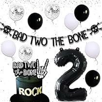 Rock N Roll Second Birthday, Two Year Old Boy Birthday Party Themes, Bad 2 The Bone Birthday Party Boy, Bad To The Bone Birthday Party, Second Birthday Boy Themes, Music Themed Birthday Party, Music Themed Birthday, 2nd Birthday Party Decorations, Bone Cake