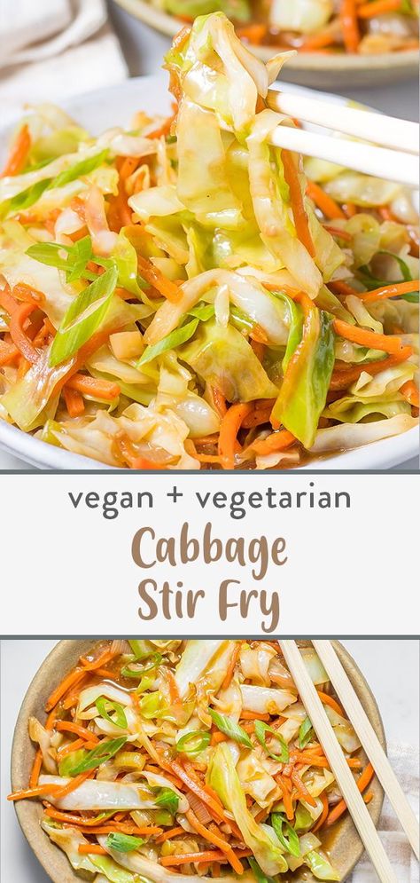 Cabbage stir fry is a great vegetarian, vegan dish that is Chinese inspired. This healthy recipe can be eaten as or on top of rice or ramen noodles. Stir Fried Cabbage Recipes, Quick Fish Recipes, Napa Cabbage Recipes, Fried Cabbage Recipes, Vegetarian Stir Fry, Egg Rice, Vegan Stir Fry, Chinese Kool, Steamed Cabbage