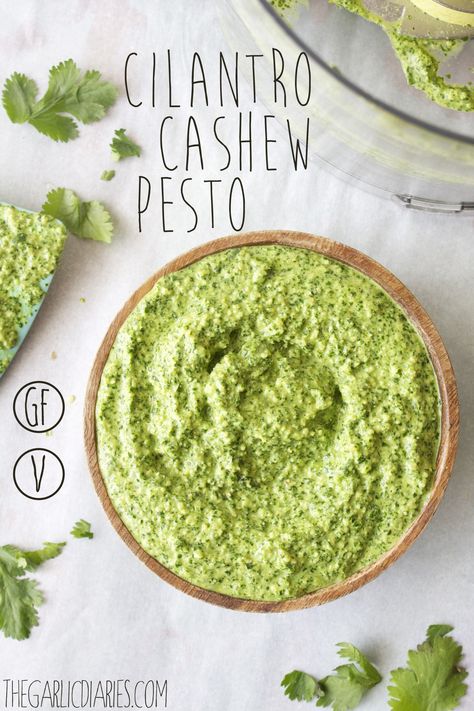 Cilantro Cashew Pesto Cashew Pesto, Vegan Dips, Cilantro Pesto, Gf Food, Cashew Sauce, Mash Recipe, Compound Butter, Daniel Fast, Spread Recipes