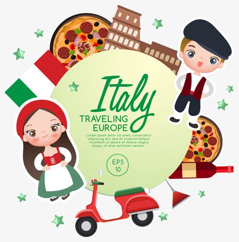 Italian Dinner Party Decorations, Travel Cartoon, Homecoming Decorations, Cartoon Template, Travel Clipart, Italian Travel, Dinner Party Decorations, Doremon Cartoon, Spiderman Birthday Party