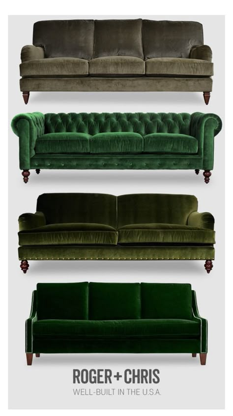 Velvet Sofa Living Room, Small Sectional Sofa, Velvet Furniture, Green Couch, Green Velvet Sofa, Velvet Couch, Sofa Set Designs, Green Sofa, Green Decor