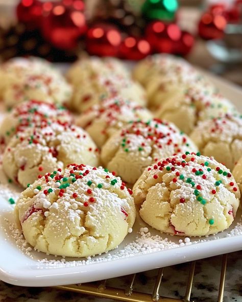 Christmas Ooey Gooey Butter Cookies Ooey Gooey Butter Cookies Christmas, Ooy Gooy Butter Cookies Christmas, Christmas Gooey Butter Cookies Recipe, Ooey Gooey Butter Cake Cookies, Chocolate Gooey Butter Cookies, Oey Goey Butter Christmas Cookie, Gooey Sugar Cookies, Ooey Gooey Christmas Cookies, Christmas Cookies Pillsbury