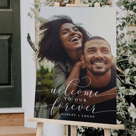 Welcome To Our Forever, Elegant Wedding Welcome Sign, Wedding Signs Welcome, Wedding Foam Board, Forever Wedding, Elegant Photo, Wedding Posters, Wedding Welcome Sign, Afro Art