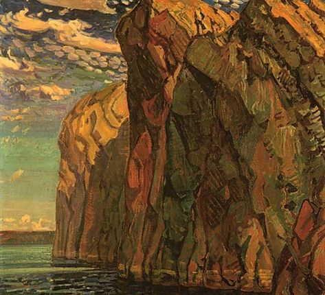 View The Big Rock, Bon Echo (1922) By Arthur Lismer; oil on canvas; 91.6 x 101.7 cm; . Access more artwork lots and estimated & realized auction prices on MutualArt. Group Of Seven Art, Group Of Seven Artists, Group Of Seven Paintings, Tom Thomson, Emily Carr, Canadian Painters, Most Famous Artists, Group Of Seven, Big Rock