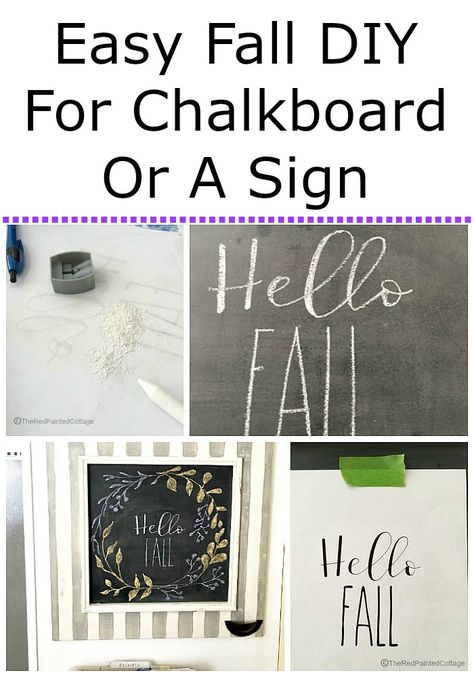 Easy Fall DIY For A Chalkboard Fall Chalkboard Art Easy, Chalkboard Art Easy, Fall Chalkboard Art, Diy Lettering, Fall Chalkboard, Beautiful Letters, Chalkboard Ideas, Painted Cottage, Diy Letters