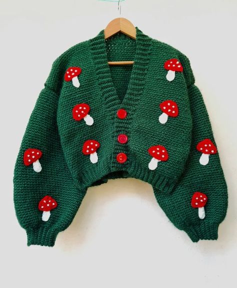 Mushroom Sweater Crochet Pattern, Knit Mushroom Sweater Pattern, Crochet Fruit Cardigan, Mushroom Crochet Cardigan, Crochet Mushroom Sweater, Crochet Mushroom Top, Crochet Strawberry Sweater, Oversized Cardigan Crochet Pattern, Mushroom Crochet Pattern Free