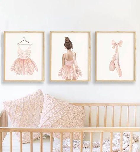 Ballerina Wall Art Watercolor Slipper Ballet Wall Decor - Etsy | Etsy (US) Ballet Bedroom, Ballerina Bedroom, Ballerina Watercolor, Ballerina Artwork, Ballet Room, Ballerina Room, Ballet Decor, Ballerina Nursery, Ballerina Decor