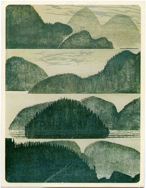 Illustration Kunst, Art Et Illustration, Landscape Illustration, Art And Illustration, Monoprint, Pics Art, Of Wallpaper, Linocut, Landscape Art