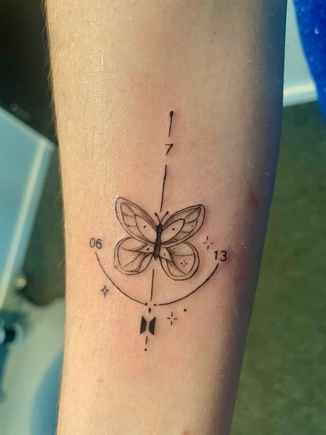 The Rose Tattoo Kpop, Bts Tatoos Idea, Bts Tattoo Minimalist, Bt21 Tattoo, Bts 00:00 Tattoo, Subtle Bts Tattoo, Bangtan Tattoo Ideas, Bts Minimalist Tattoo, Ikigai Tattoo