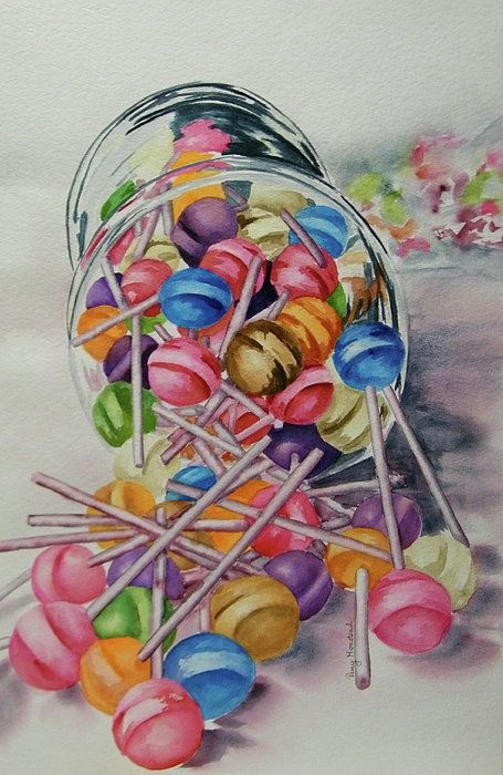 Lollipops by Terry Honstead Sweets Art, Candy Drawing, Illustration Art Nouveau, Sweet Drawings, Year 8, Candy Art, 수채화 그림, Gcse Art, A Level Art