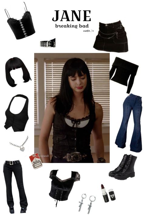 jane ; breaking bad Jane Aesthetic Breaking Bad, Jane Breaking Bad Style, Jane Bb Outfits, Jane Halloween Costume Breaking Bad, Jane Breaking Bad Makeup, Jane Margolis Outfit Ideas, Jane Margolis Outfit Inspired, Jane Margolis Style, Blast From The Past Outfits