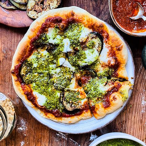 Crispy Aubergine, Aubergine Pizza, Frying Pan Pizza, Baba Ganush, Seasonal Vegan Recipes, Miso Butter, Easy Tomato Sauce, Potato Tacos, Pesto Pizza