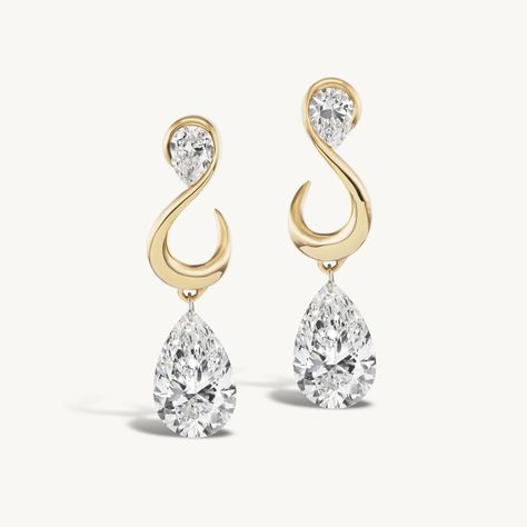 New from our Summer Forever Collection, showstopping pear diamond earrings. We’ve designed three styles with abstract open infinity shapes that wrap around the earlobe, creating a hoop illusion. Wear alone or stack with the other designs for an elegant and cohesive stack.  . . . . . . . #sophieratner #sophieratnerjewelry #srj #summerforever #pierceddiamonds #tennisbracelet #tennisnecklace #diamondearrings #diamondpendant #longlivesummer #summer2024 #summerinspo Pear Diamond Earrings, Diamond Gift, Tennis Necklace, Custom Bridal, Pear Diamond, Tennis Bracelet, Diamond Pendant, Wrap Around, Diamond Earrings