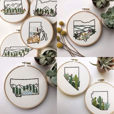 State Embroidery, Etsy Embroidery, Crewel Embroidery Kits, Diy Upcycling, Learn Embroidery, Crewel Embroidery, Hand Embroidery Stitches, Embroidery Needles, Cotton Set