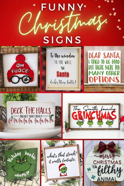 Funny Christmas Signs Diy Christmas Signs Canvases, Fun Christmas Signs, Funny Christmas Signs Hilarious, Funny Christmas Bathroom Signs, Funny Holiday Signs, Funny Christmas Signs And Sayings, Christmas Sayings Signs, Christmas Signs And Sayings, Country Christmas Decorations Diy