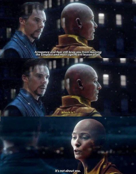 ''It's not about you.'' - The Ancient One from Doctor Strange [720x945] #quote #quotes #motivation #motivational Doctor Strange Ancient One, The Ancient One Dr Strange, Dr Strange Quotes, Ancient One Doctor Strange, Doctor Strange Quotes, Subtitles Aesthetic, Dr Strange Costume, Dr Strange Marvel, Ancient One