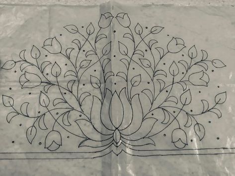 Lotus Embroidery, Diy Embroidery Flowers, Tracing Design, Embroidery Stitches Flowers, Peacock Embroidery Designs, Peacock Embroidery, Aari Design, Birds Embroidery Designs, Aari Designs