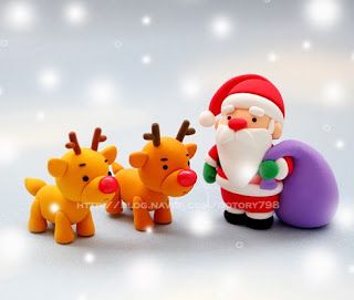 Air Dry Clay Tutorials: Cute Santa and Reindeer Christmas Fondant, Xmas Cakes, Christmas Cake Ideas, Christmas Cake Topper, Christmas Topper, Fondant Tutorial, Polymer Clay Christmas, Clay Christmas, Christmas Clay