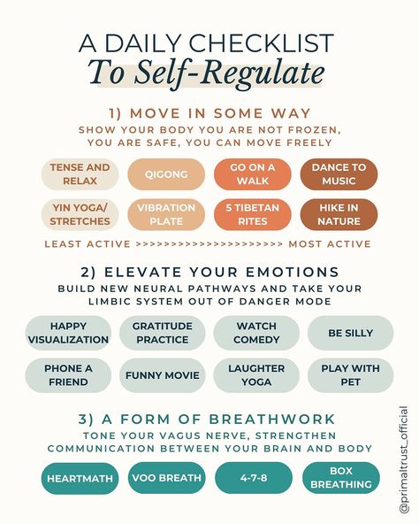 When there’s lots of options and lots of parts to self-regulation it can feel overwhelming or confusing to know what to do on the daily to… | Instagram Ways To Self Regulate, Self Regulation For Adults, Self Protection, Self Regulation Strategies, Counselling Tools, Brain And Nervous System, Body Safety, Healthy Coping Skills, Healing Journaling