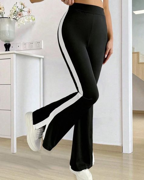 CONTRAST SIDE SEAM SPLIT HEM TROUSERS Product Code: - 2342-2 DM for More Details Whatsapp: 0300-0649650 #shopnow #newarrivals #musthave #summersale #OOTD #summerfashion #summerstyle #summeroutfit #summerlook High Waisted Flare Pants, Fashion Queen, High Waisted Flares, Flare Leg Pants, Flared Pants, Split Hem, Lounge Pants, Black Casual