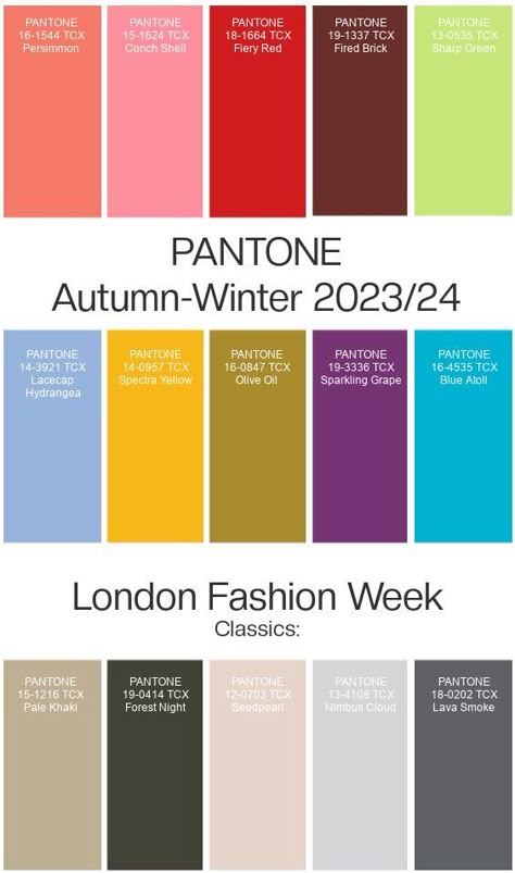 Pantone Fall Winter 2023/24, Pantone Autumn, Color Palette Brand, Fall Color Trend, Pantone Fall, Color Forecasting, Winter Color Palette, Color Combinations For Clothes, Color Trends Fashion